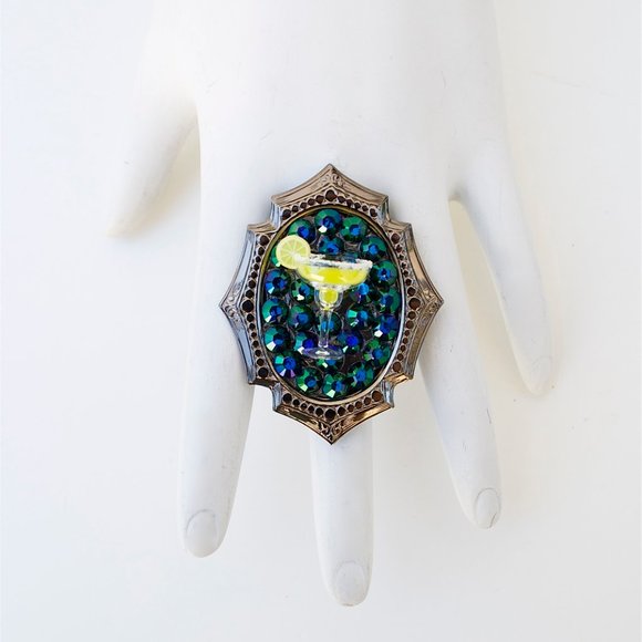 MARGARITA PEACOCK SWAROVSKI RHINESTONE RING - Picture 4 of 4